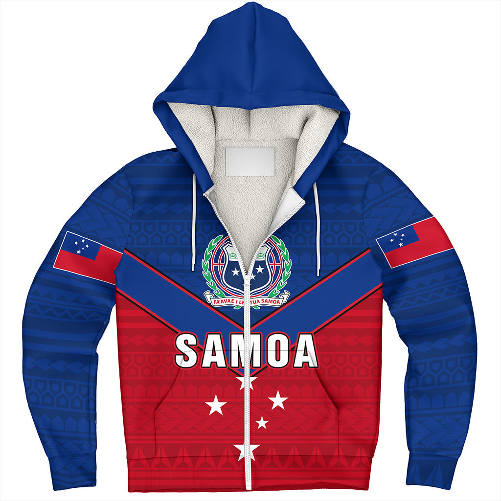 Samoa Sherpa Hoodie Custom Polynesian Tribal Sport Style