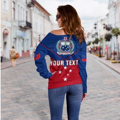 Samoa Off Shoulder Sweatshirt Custom Polynesian Tribal Sport Style