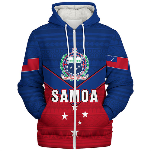 Samoa Sherpa Hoodie Custom Polynesian Tribal Sport Style