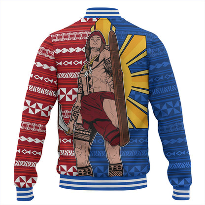 Philippines Filipinos Baseball Jacket Polynesian Pattern With Lapu-Lapu Hero