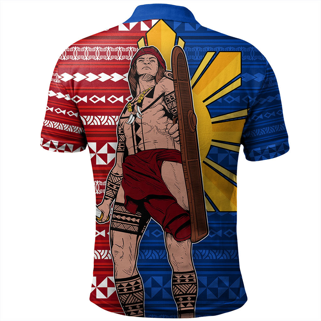 Philippines Filipinos Polo Shirt Polynesian Pattern With Lapu-Lapu Hero