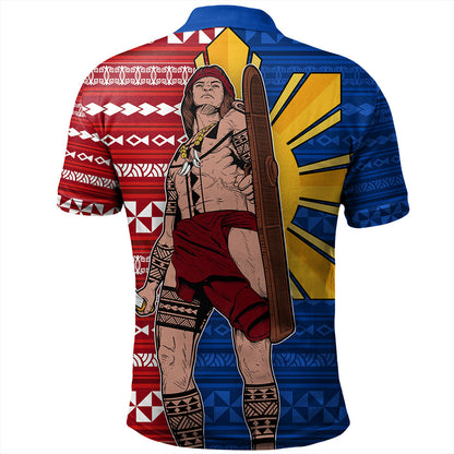 Philippines Filipinos Polo Shirt Polynesian Pattern With Lapu-Lapu Hero