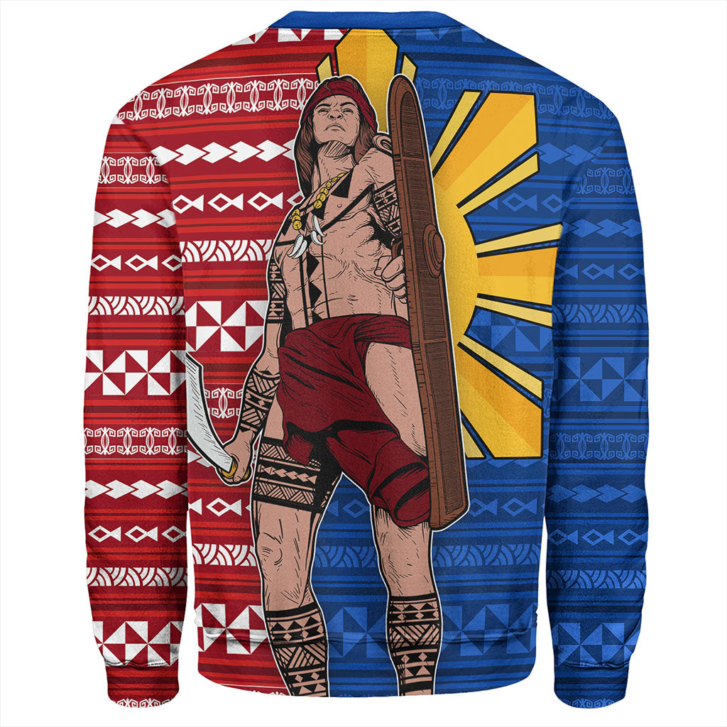 Philippines Filipinos Sweatshirt Polynesian Pattern With Lapu-Lapu Hero