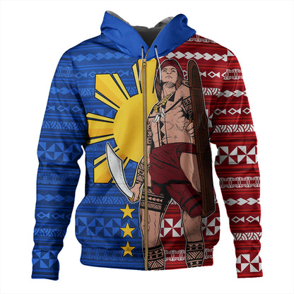 Philippines Filipinos Hoodie Polynesian Pattern With Lapu-Lapu Hero
