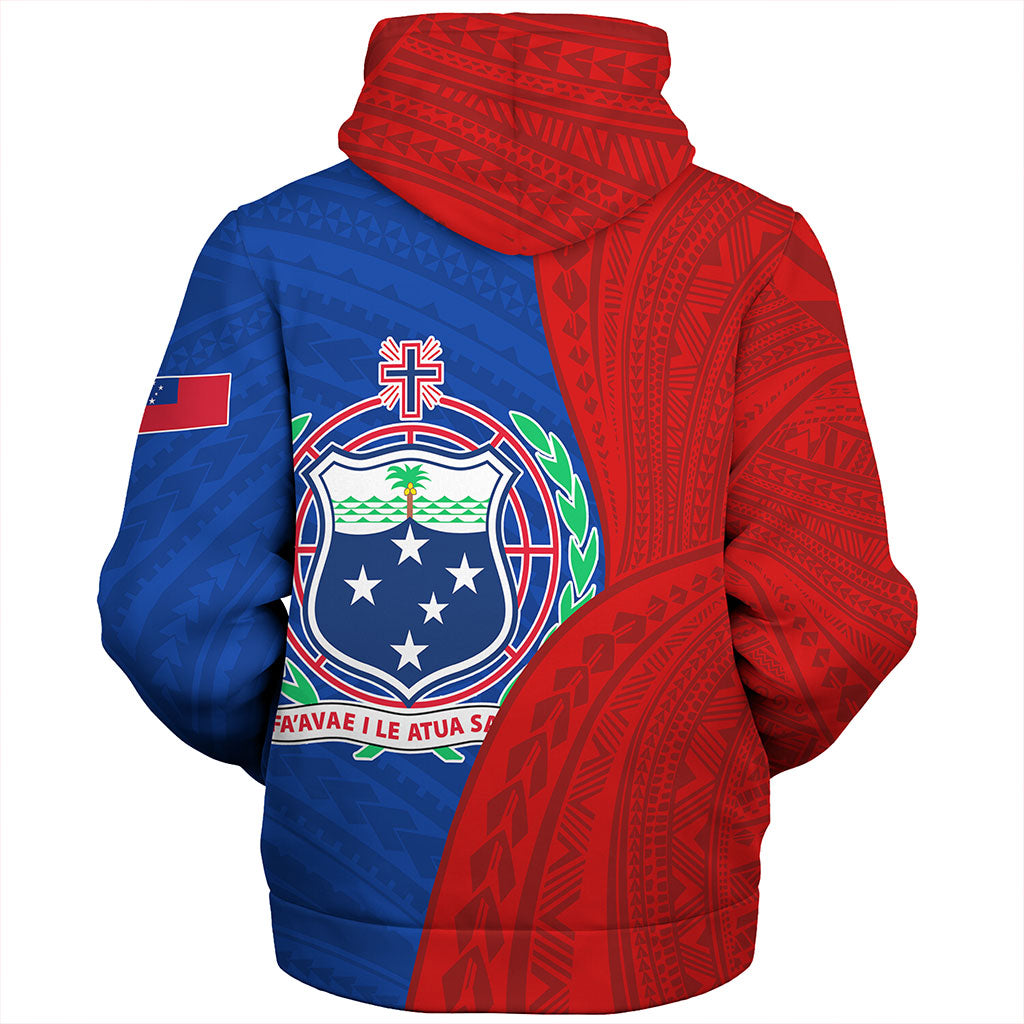 Samoa Sherpa Hoodie Custom Polynesian Pattern With Coat Of Arms