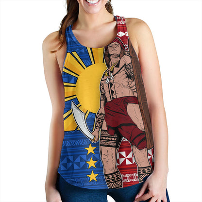 Philippines Filipinos Women Tank Polynesian Pattern With Lapu-Lapu Hero