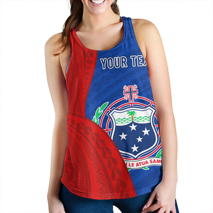 Samoa Women Tank Custom Polynesian Pattern With Coat Of Arms