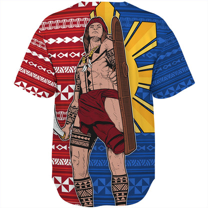 Philippines Filipinos Baseball Shirt Polynesian Pattern With Lapu-Lapu Hero