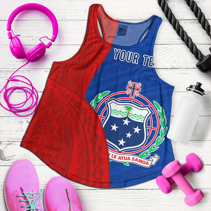 Samoa Women Tank Custom Polynesian Pattern With Coat Of Arms