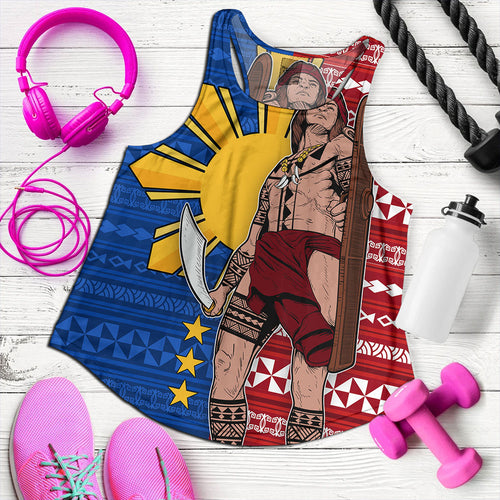Philippines Filipinos Women Tank Polynesian Pattern With Lapu-Lapu Hero