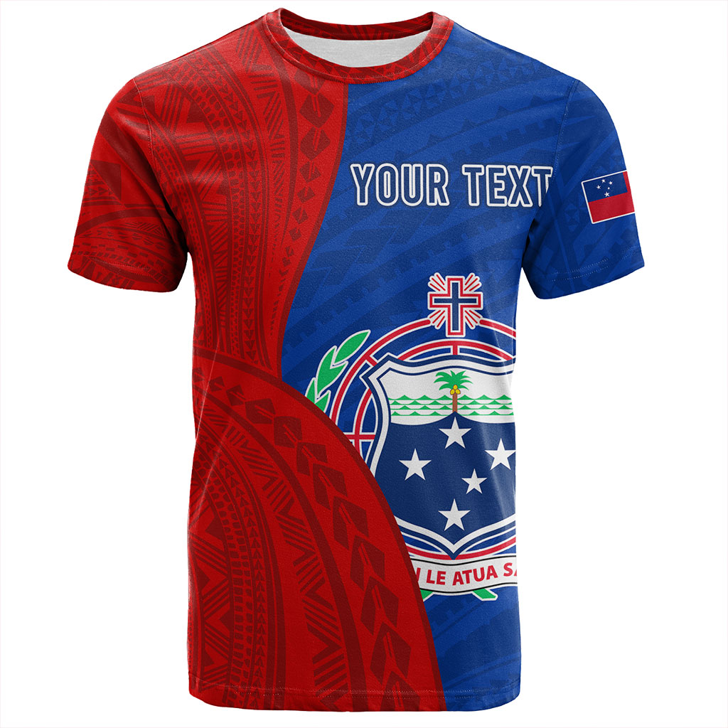 Samoa T-Shirt Custom Polynesian Pattern With Coat Of Arms