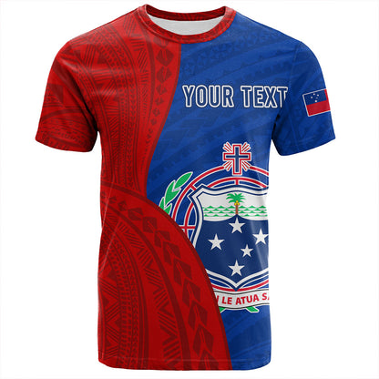 Samoa T-Shirt Custom Polynesian Pattern With Coat Of Arms