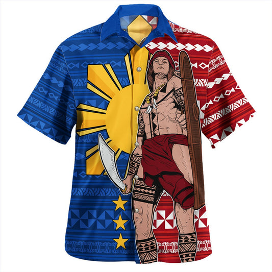 Philippines Filipinos Hawaiian Shirt Polynesian Pattern With Lapu-Lapu Hero