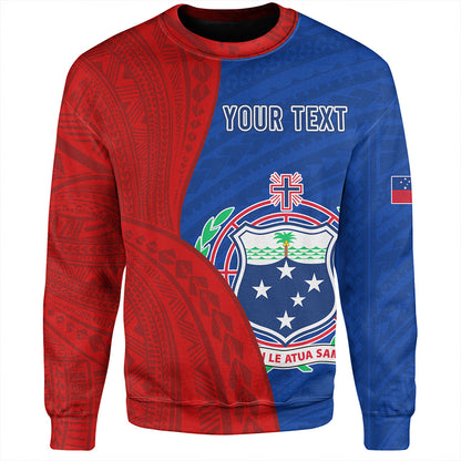 Samoa Sweatshirt Custom Polynesian Pattern With Coat Of Arms