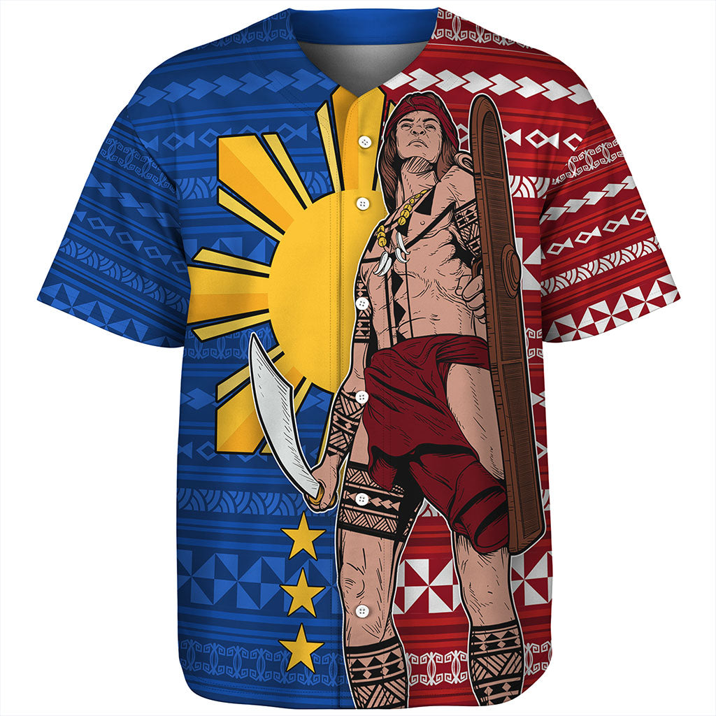 Philippines Filipinos Baseball Shirt Polynesian Pattern With Lapu-Lapu Hero