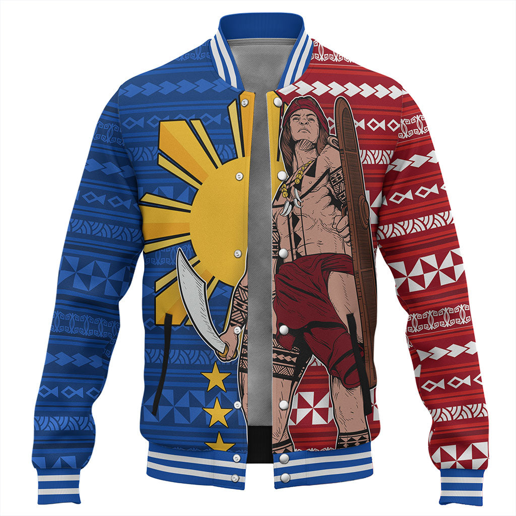 Philippines Filipinos Baseball Jacket Polynesian Pattern With Lapu-Lapu Hero