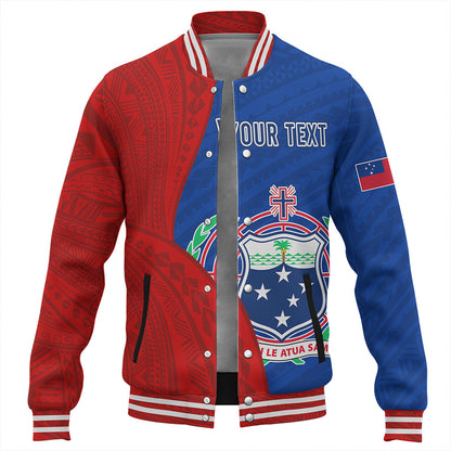 Samoa Baseball Jacket Custom Polynesian Pattern With Coat Of Arms