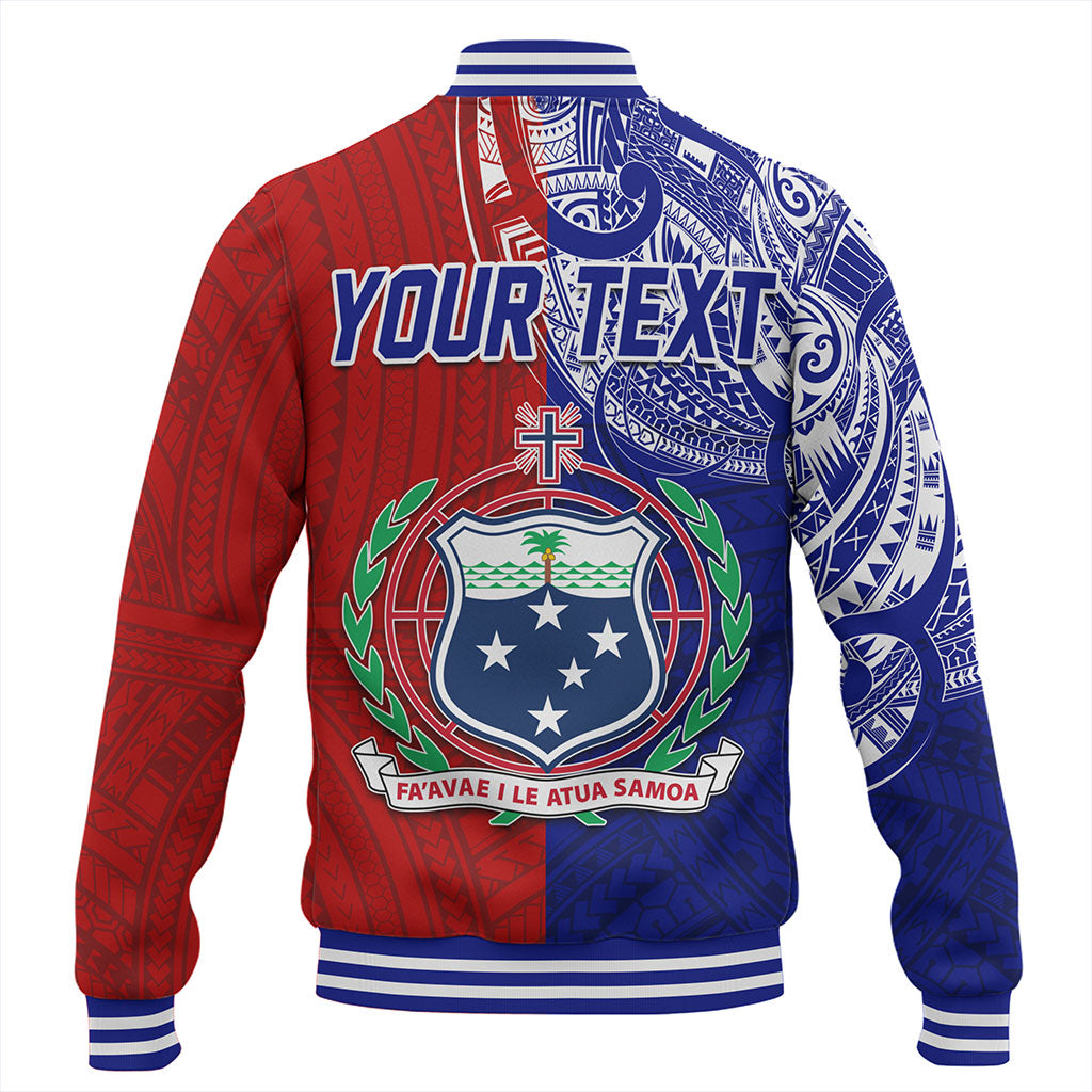 Samoa Baseball Jacket Custom Half Style Flag And Coat Of Arms