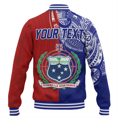 Samoa Baseball Jacket Custom Half Style Flag And Coat Of Arms
