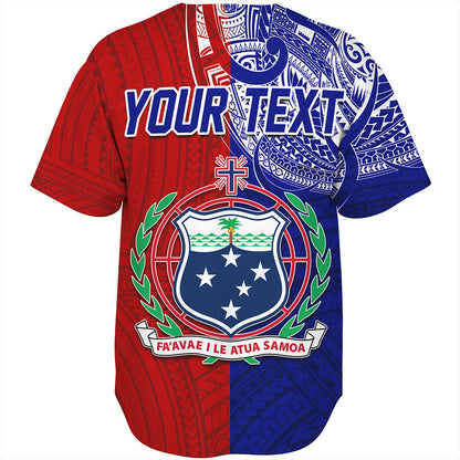 Samoa Baseball Shirt Custom Half Style Flag And Coat Of Arms