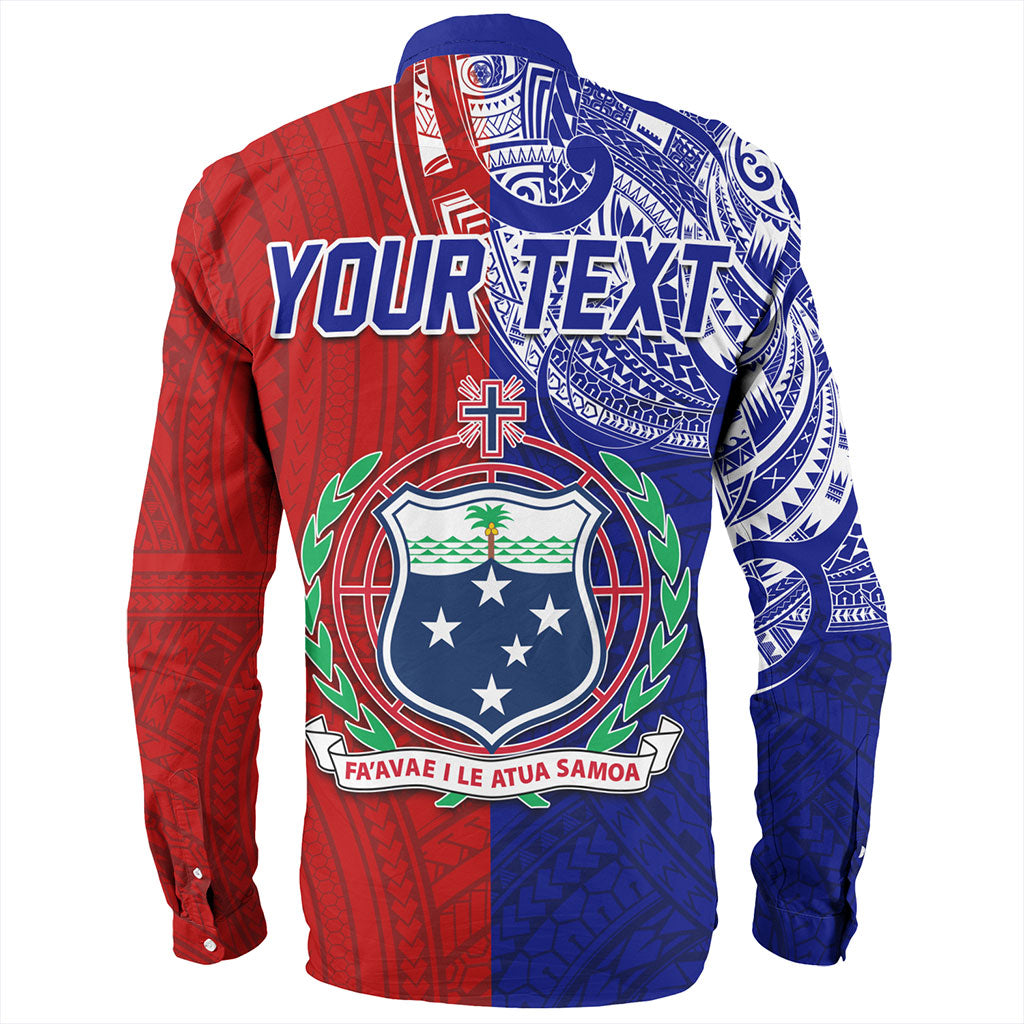 Samoa Long Sleeve Shirt Custom Half Style Flag And Coat Of Arms