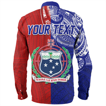 Samoa Long Sleeve Shirt Custom Half Style Flag And Coat Of Arms
