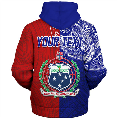 Samoa Sherpa Hoodie Custom Half Style Flag And Coat Of Arms