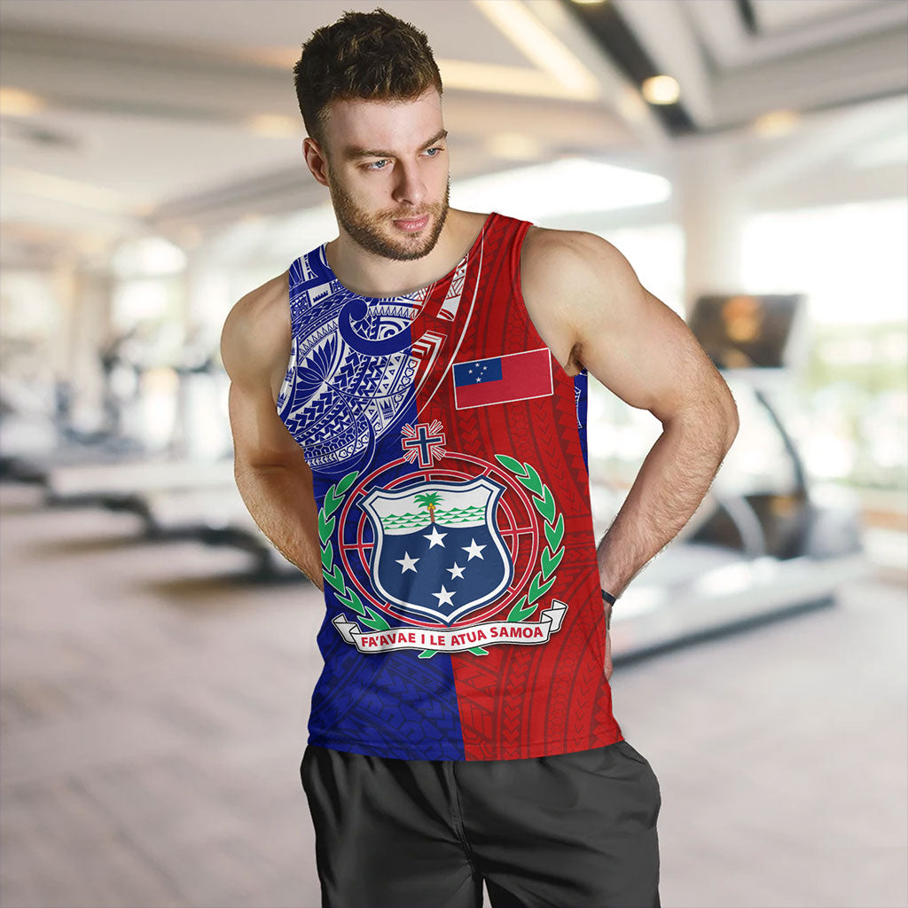 Samoa Tank Top Custom Half Style Flag And Coat Of Arms
