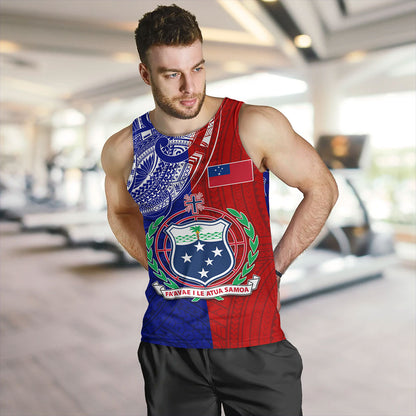 Samoa Tank Top Custom Half Style Flag And Coat Of Arms