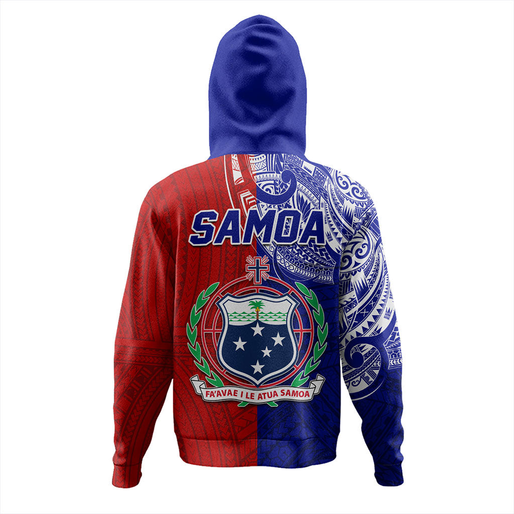 Samoa Hoodie Custom Half Style Flag And Coat Of Arms