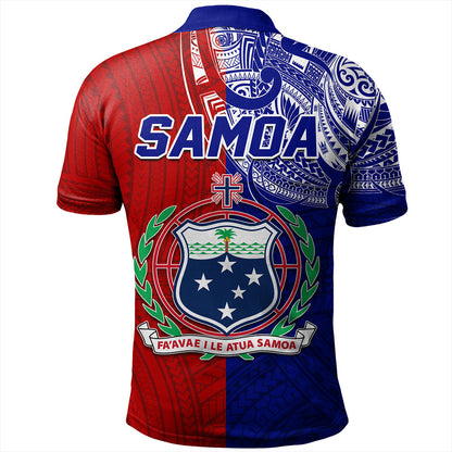 Samoa Polo Shirt Custom Half Style Flag And Coat Of Arms