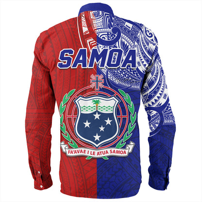 Samoa Long Sleeve Shirt Custom Half Style Flag And Coat Of Arms