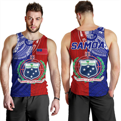 Samoa Tank Top Custom Half Style Flag And Coat Of Arms