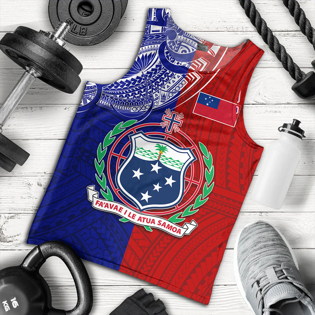 Samoa Tank Top Custom Half Style Flag And Coat Of Arms