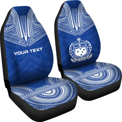 Samoa Custom Personalised Car Seat Cover - Samoa Coat Of Arms Polynesian Chief Tattoo Flag Version