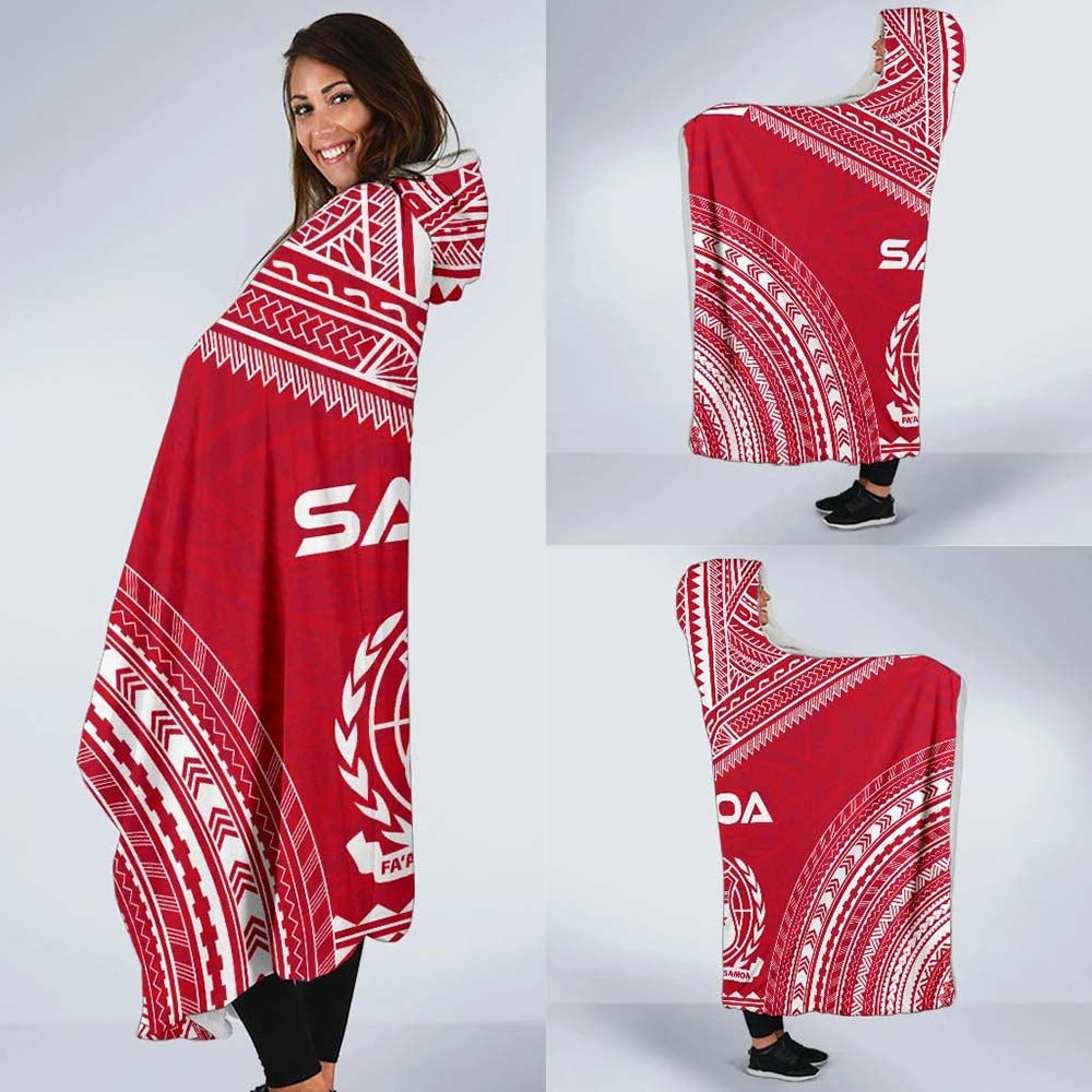 Samoa Flag Polynesian Chief Hooded Blanket