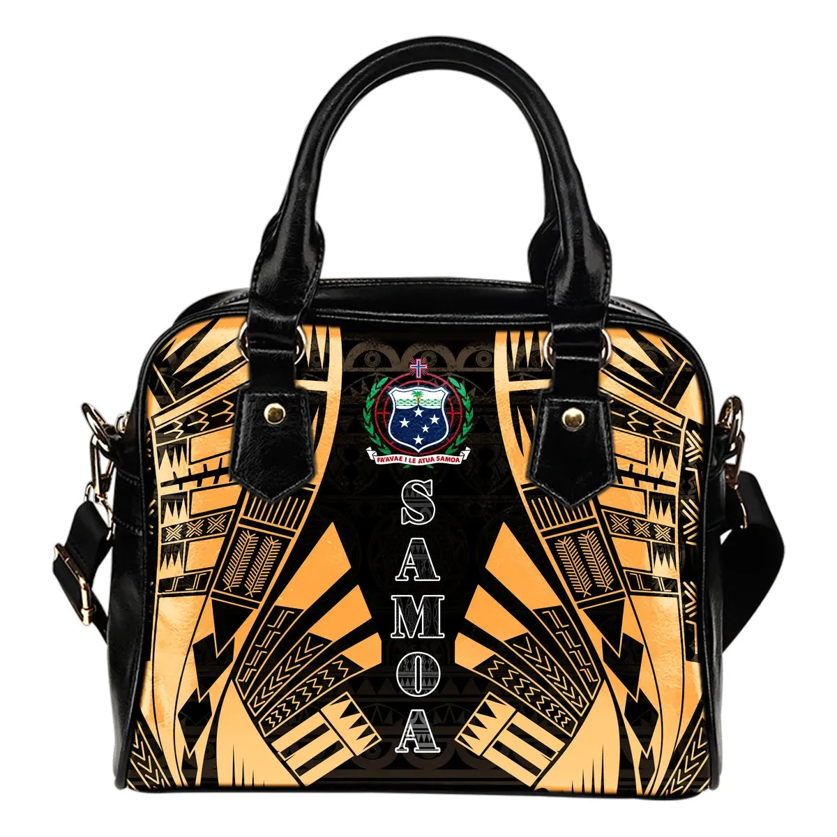 Samoa Shoulder Handbag - Polynesian Tattoo Gold