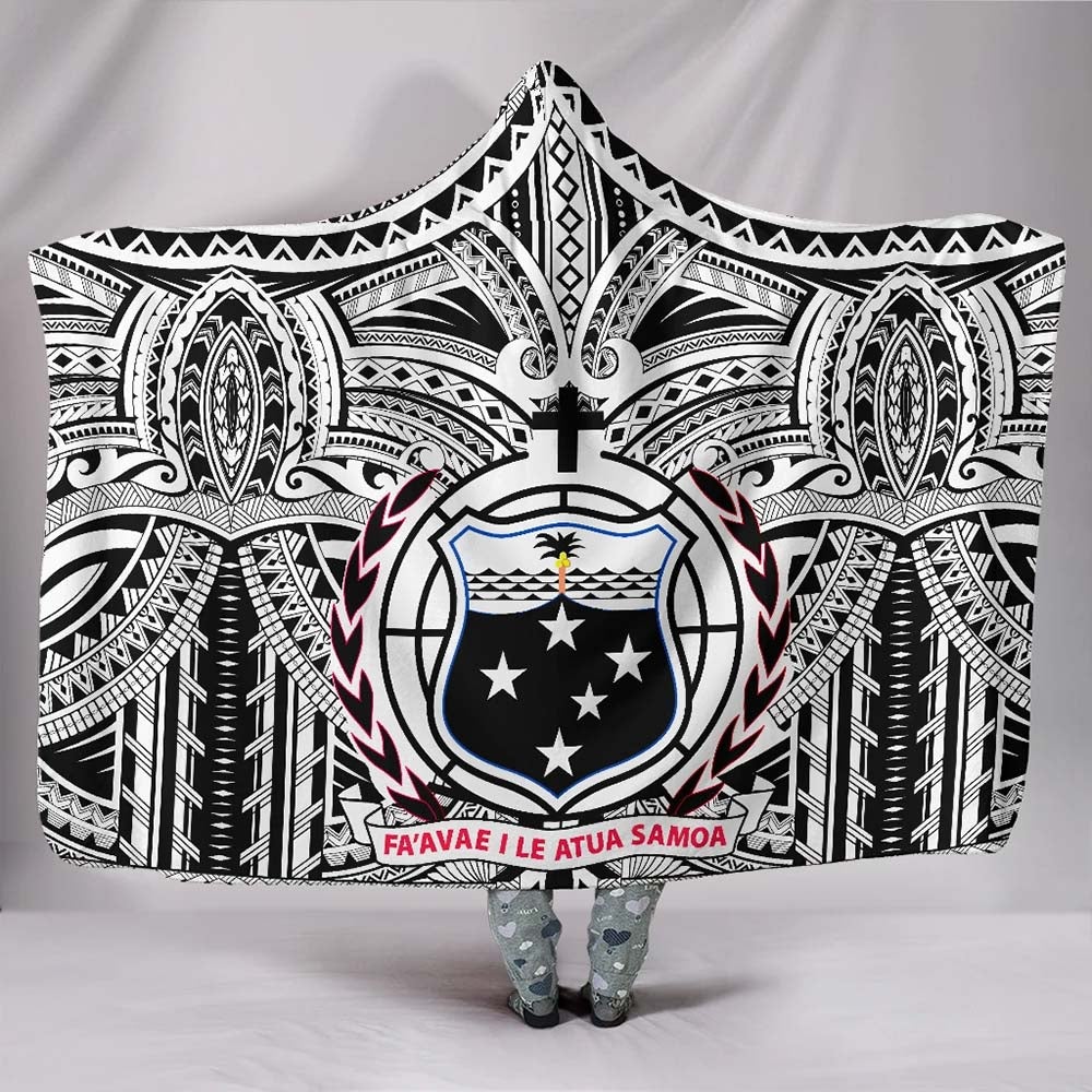 Samoa Hooded Blanket - Coat Of Arm (White)