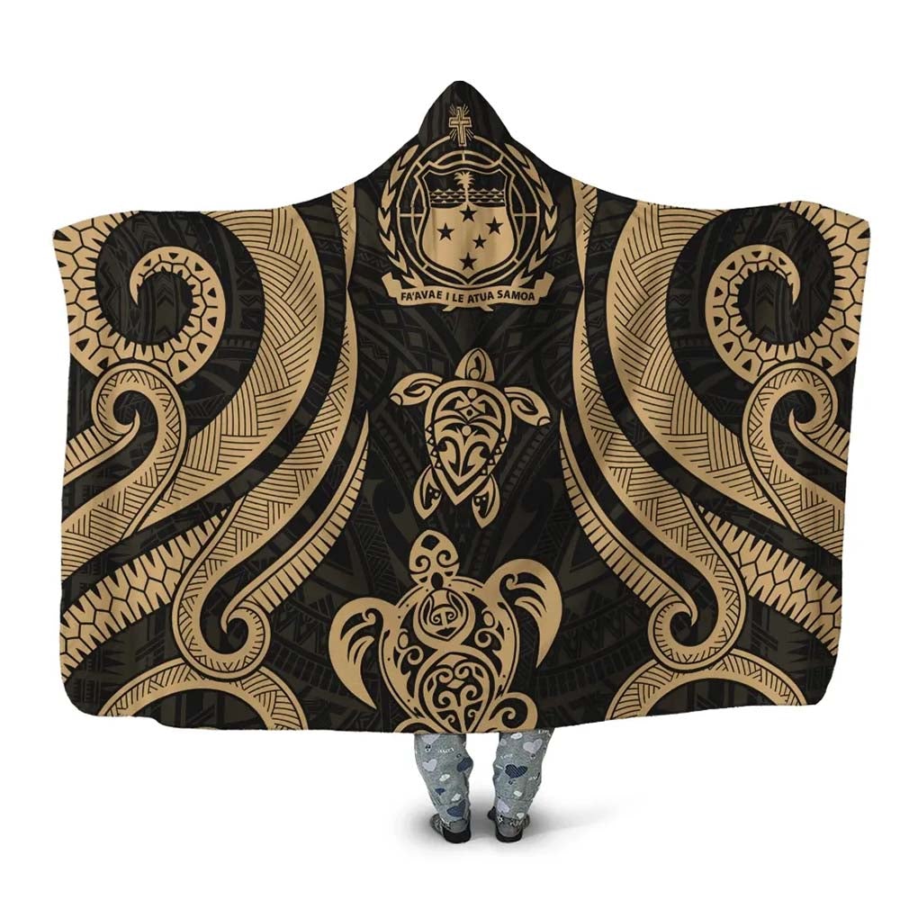 Samoa Hooded Blanket - Gold Tentacle Turtle