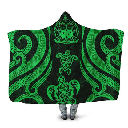 Samoa Hooded Blanket - Green Tentacle Turtle