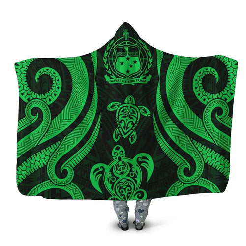 Samoa Hooded Blanket - Green Tentacle Turtle