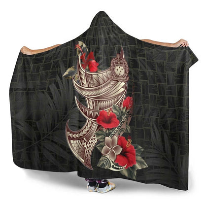 Samoa Hooded Blanket - Polynesian Tribal Tatoo