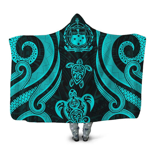 Samoa Hooded Blanket - Turquoise Tentacle Turtle
