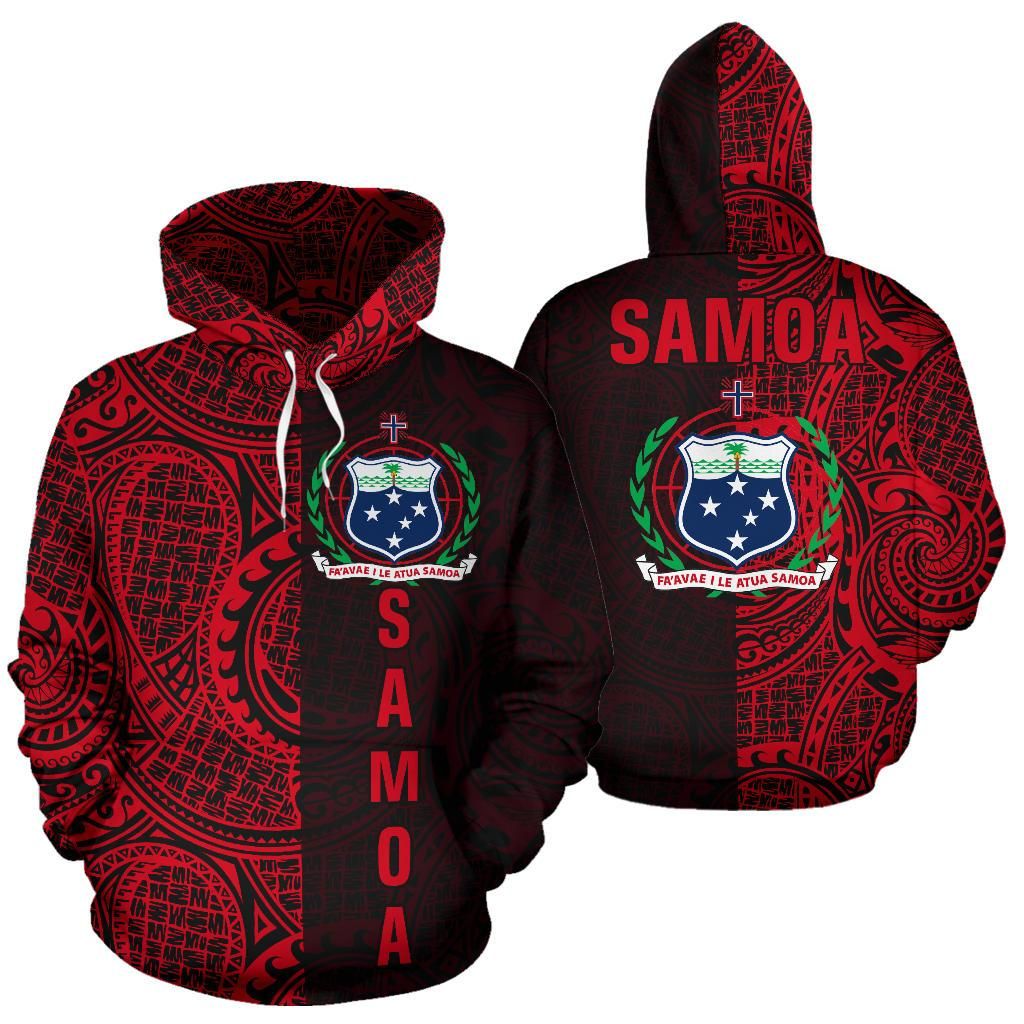 Samoa Hoodie - Samoa Coat Of Arms Polynesian Tattoo Style