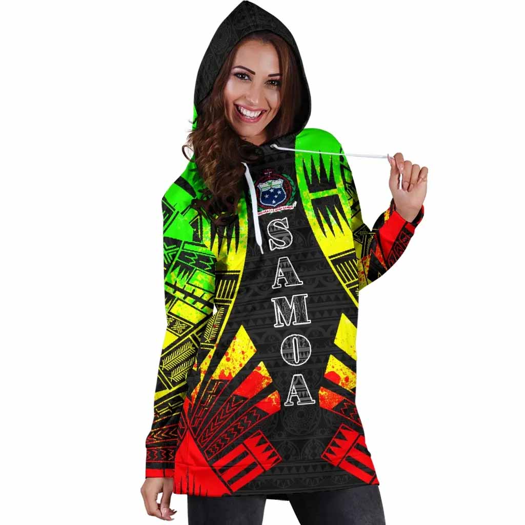 Samoa Hoodie Dress - Polynesian Tattoo Reggae