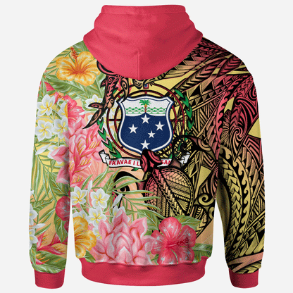 Samoa Hoodie - Flowers Tropical With Sea Animals
