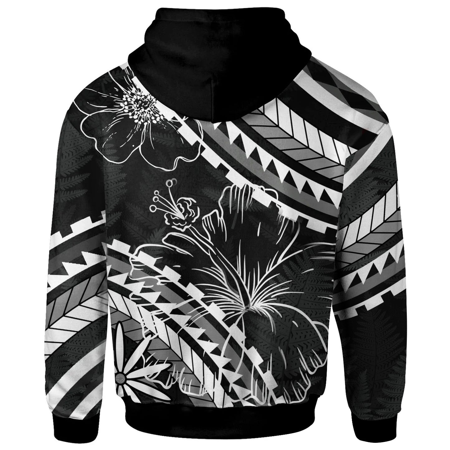 Samoa Hoodie - Palm Leaf Texture Black