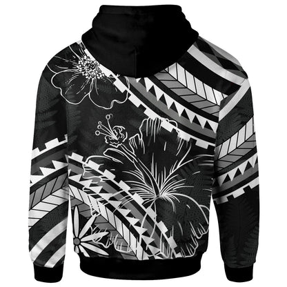 Samoa Hoodie - Palm Leaf Texture Black
