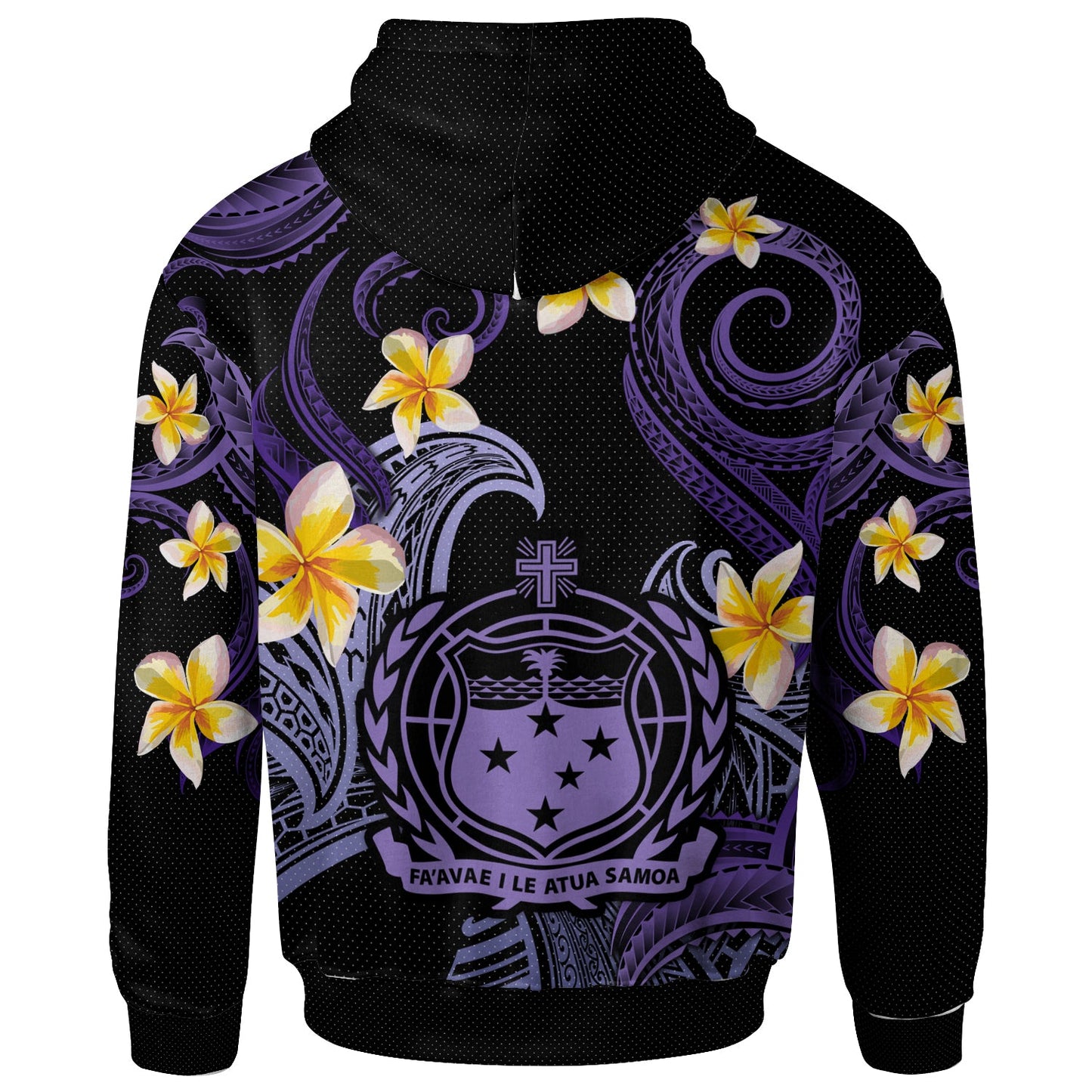 Samoa Hoodie - Custom Personalised Polynesian Waves with Plumeria Flowers (Purple)