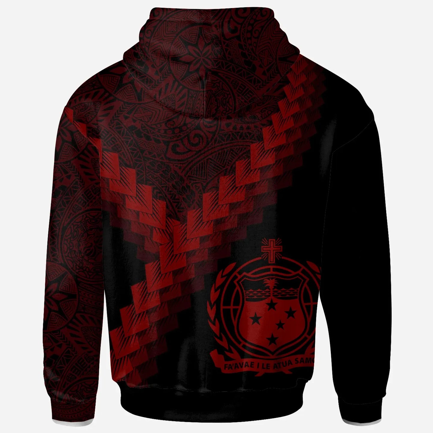 Samoa Hoodie - Samoa Coat Of Arms With Polynesian Tattoo Red
